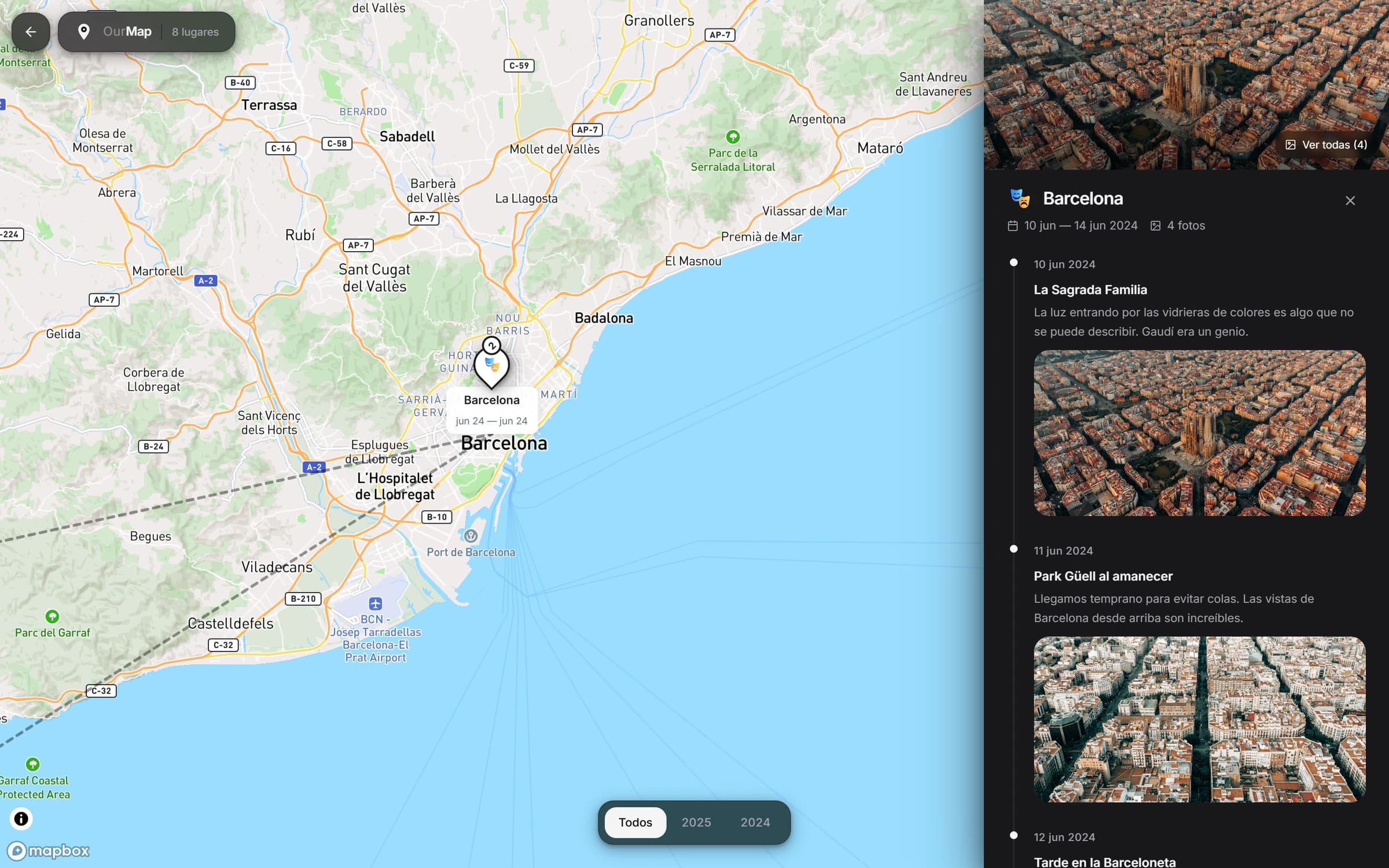Diario de Barcelona en OurMap junto al mapa