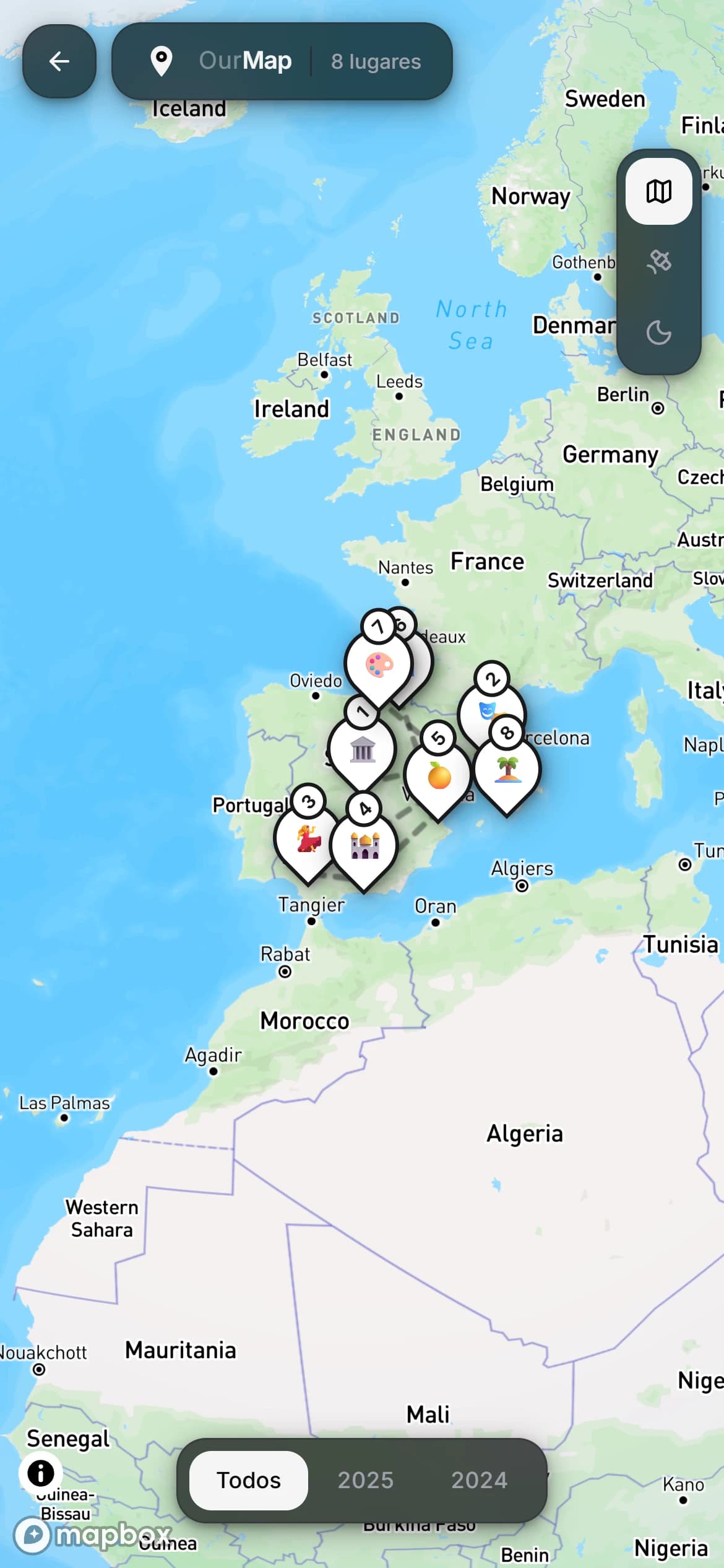 Mapa de OurMap en el móvil