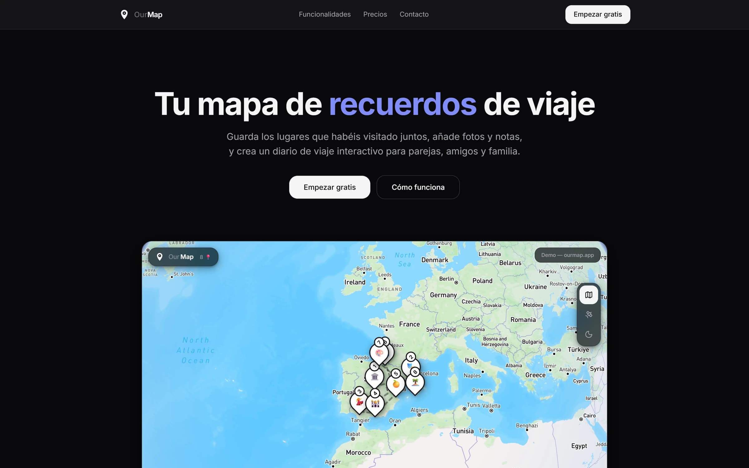 Página de inicio de OurMap
